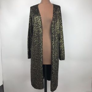 Carmen Marc Valvo Beaded Gold Kimono Duster Jacket